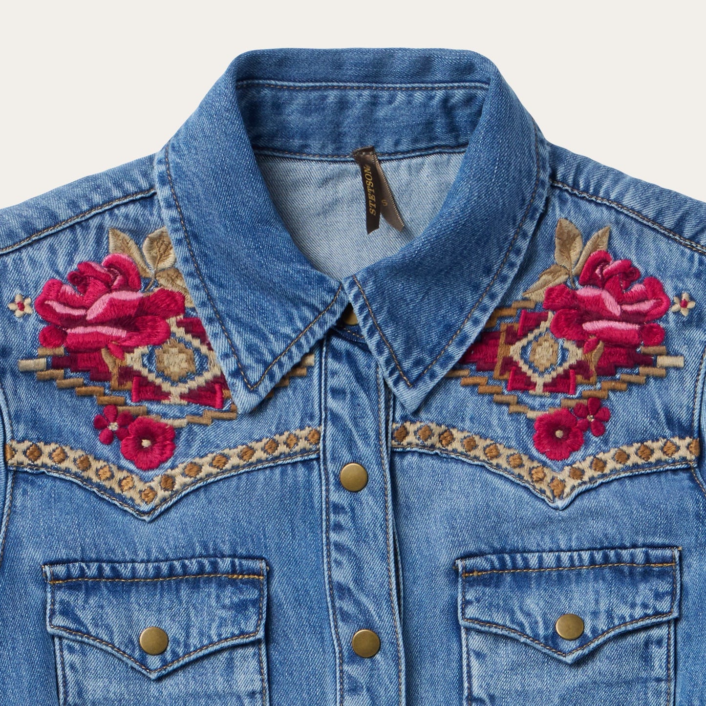 Embroidered Denim Shirt Dress