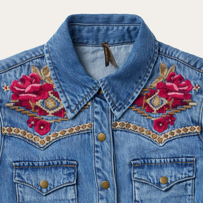 Embroidered Denim Shirt Dress