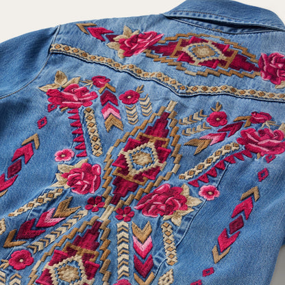 Embroidered Denim Shirt Dress