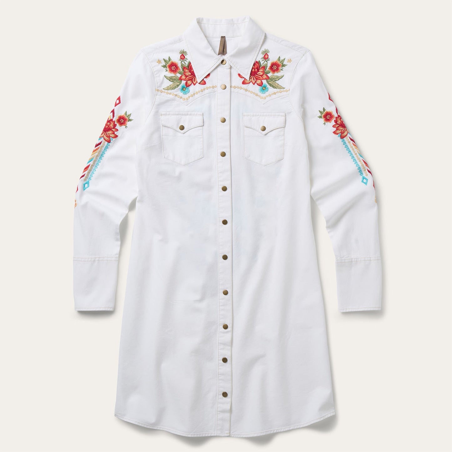 Embroidered Denim Dress