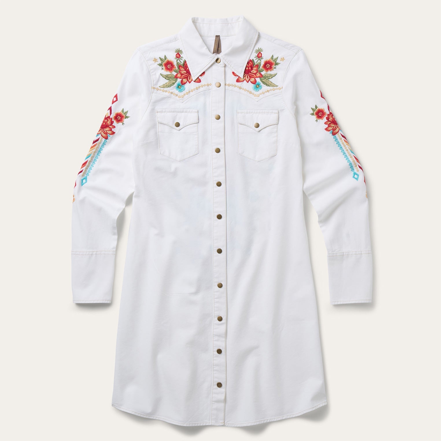 Embroidered Denim Dress