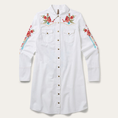 Embroidered Denim Dress