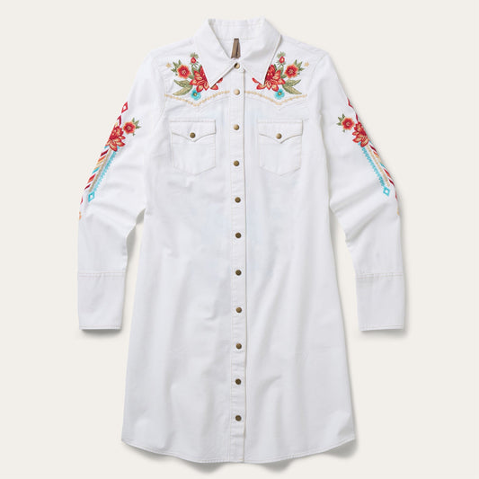 Embroidered Denim Dress