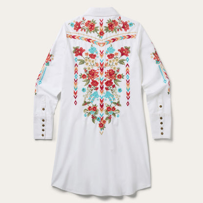 Embroidered Denim Dress