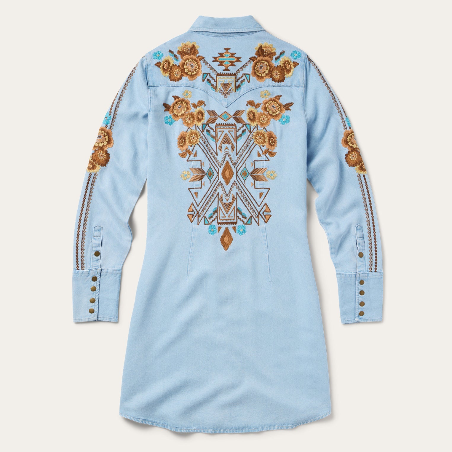 Embroidered Denim Shirt Dress