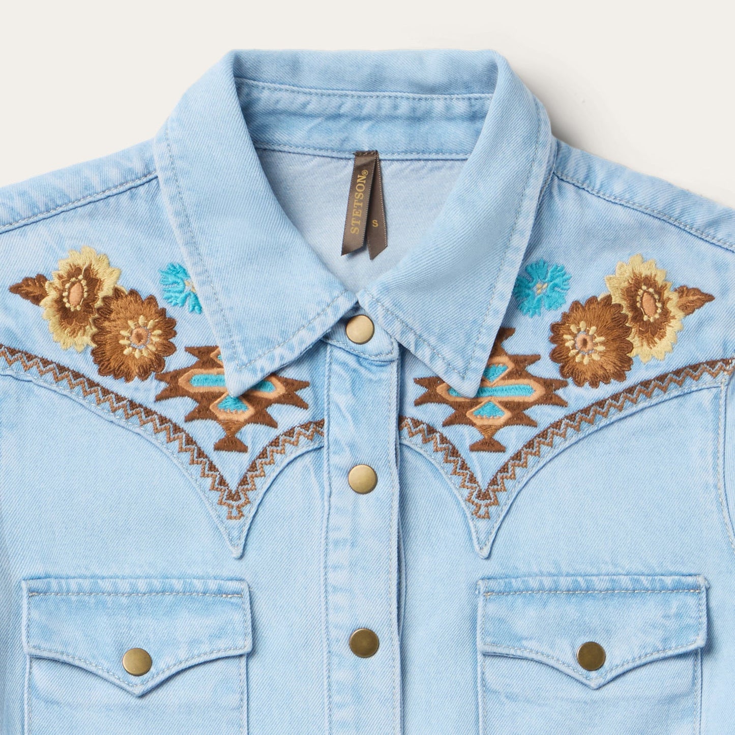 Embroidered Denim Shirt Dress