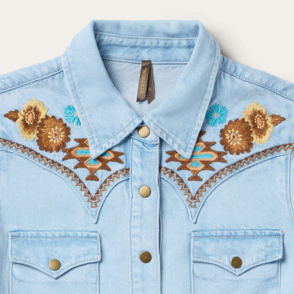 Embroidered Denim Shirt Dress