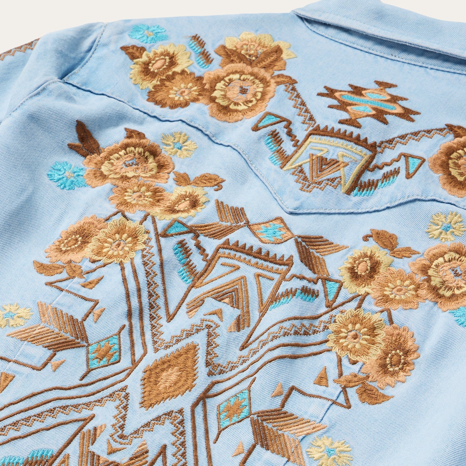 Embroidered Denim Shirt Dress