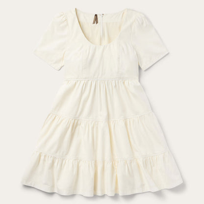 Cream Denim Tiered Dress