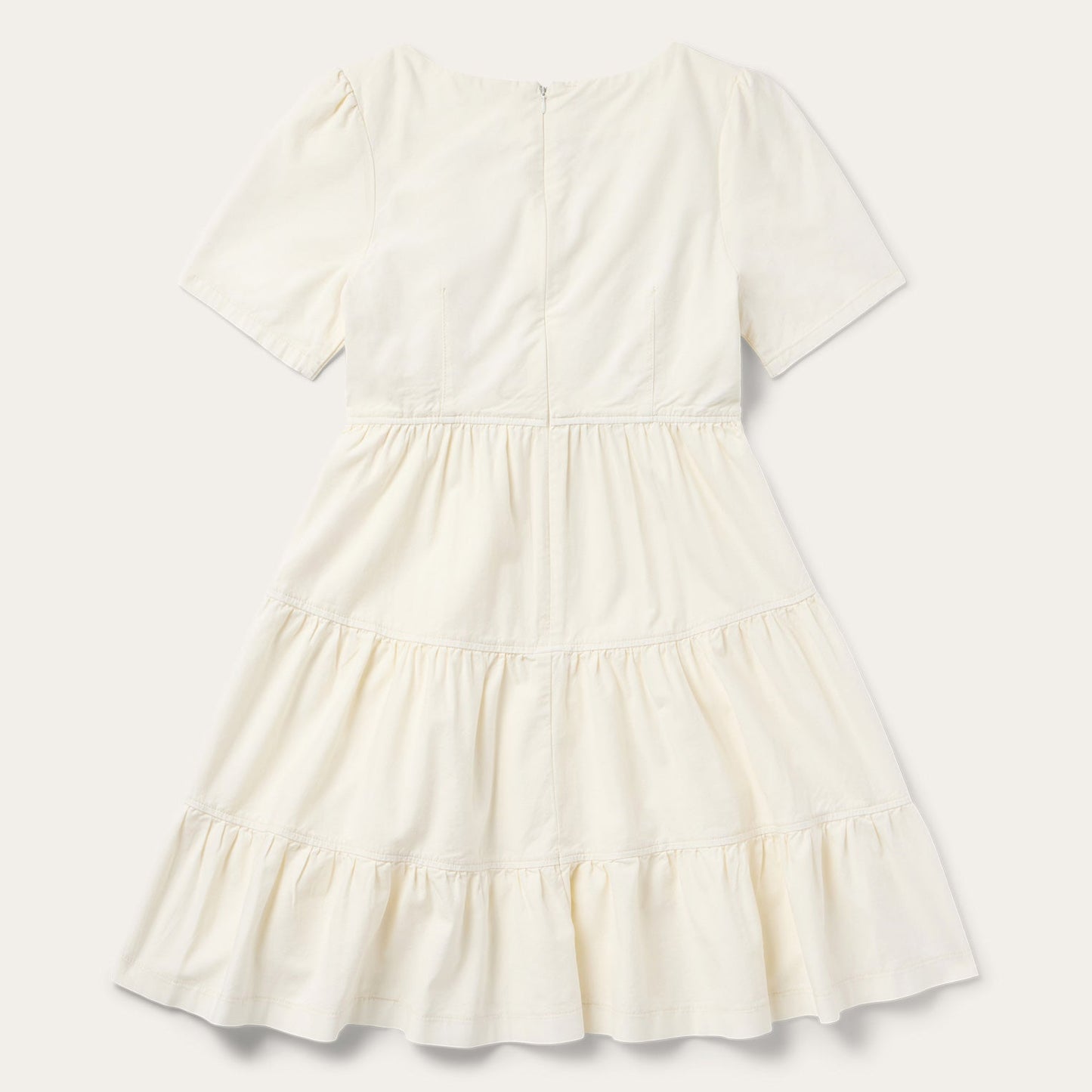 Cream Denim Tiered Dress