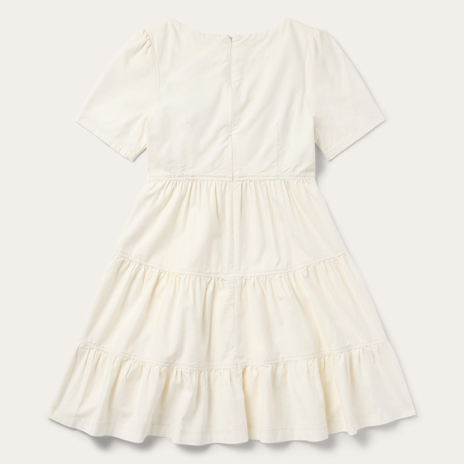Cream Denim Tiered Dress