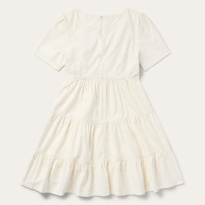 Cream Denim Tiered Dress