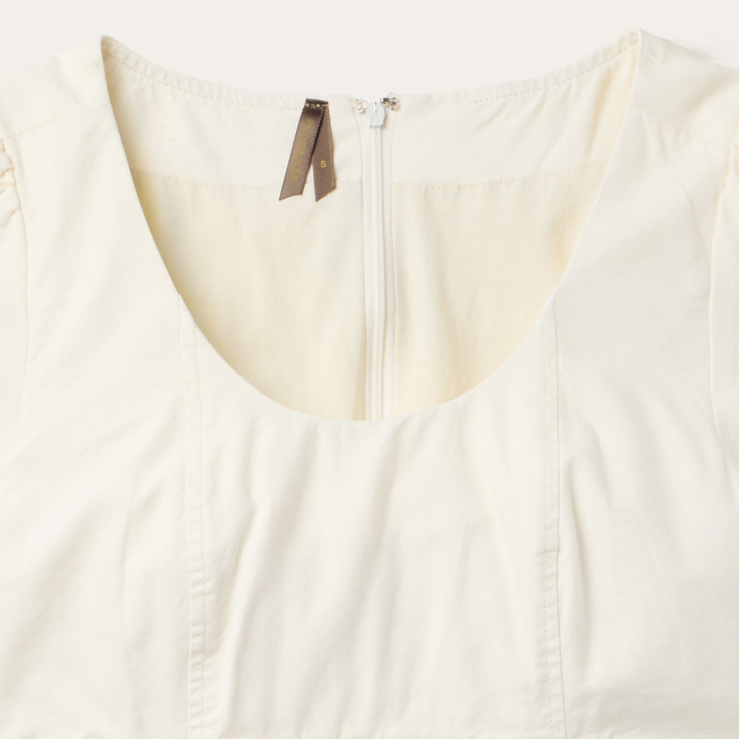 Cream Denim Tiered Dress