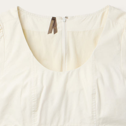 Cream Denim Tiered Dress