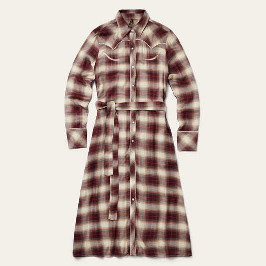 Black Cherry Plaid Shirt Dress