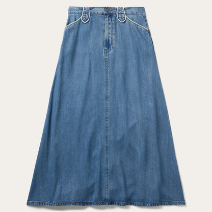 A-Line Piped Denim Skirt