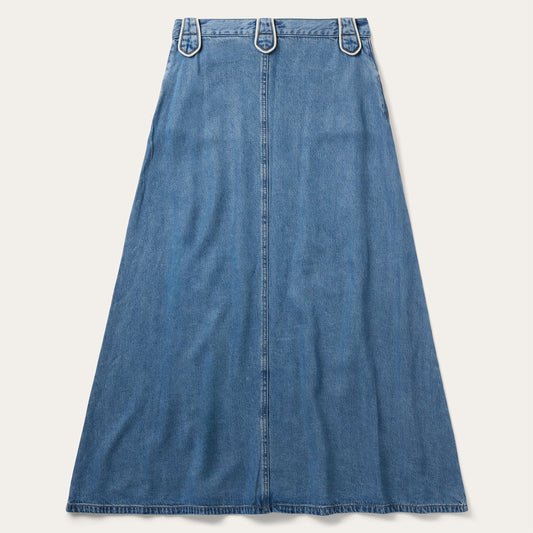 A-Line Piped Denim Skirt