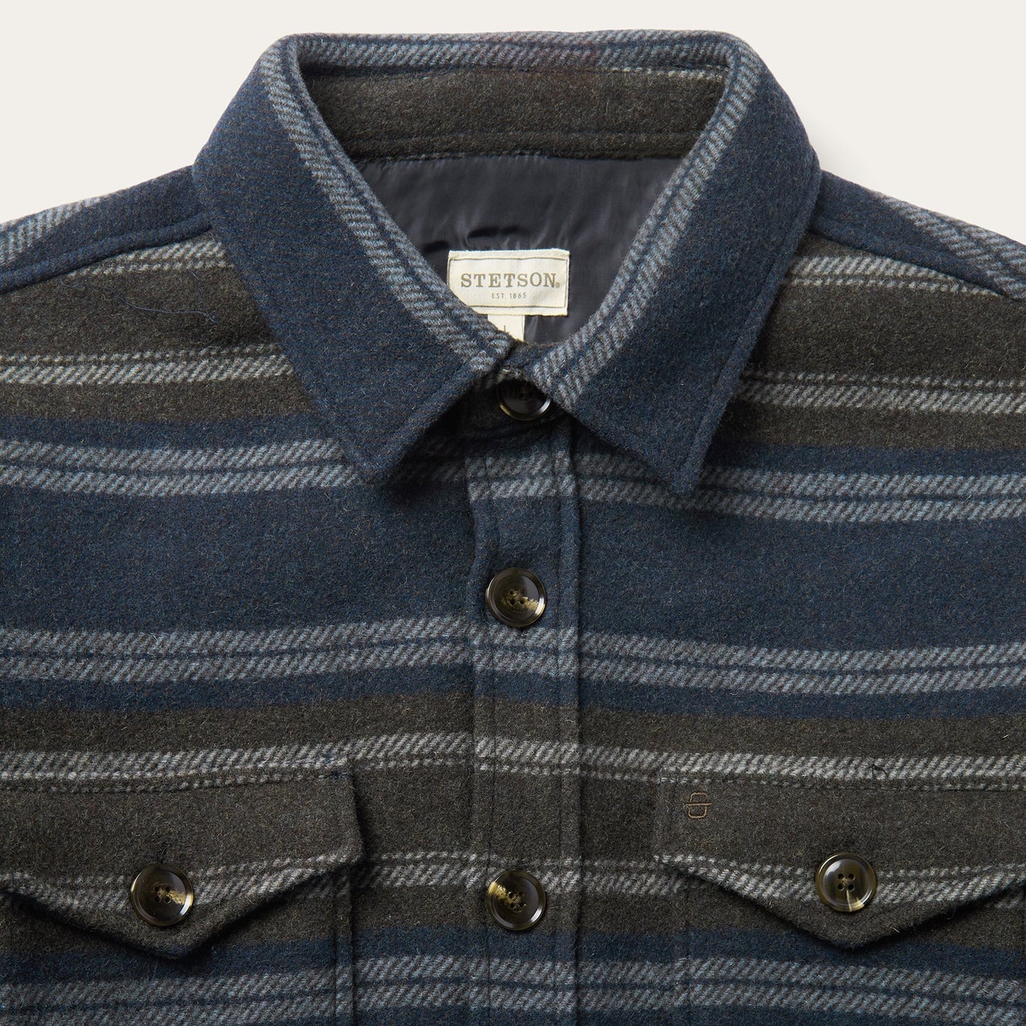Wool Blend Stripe Shirt Jacket