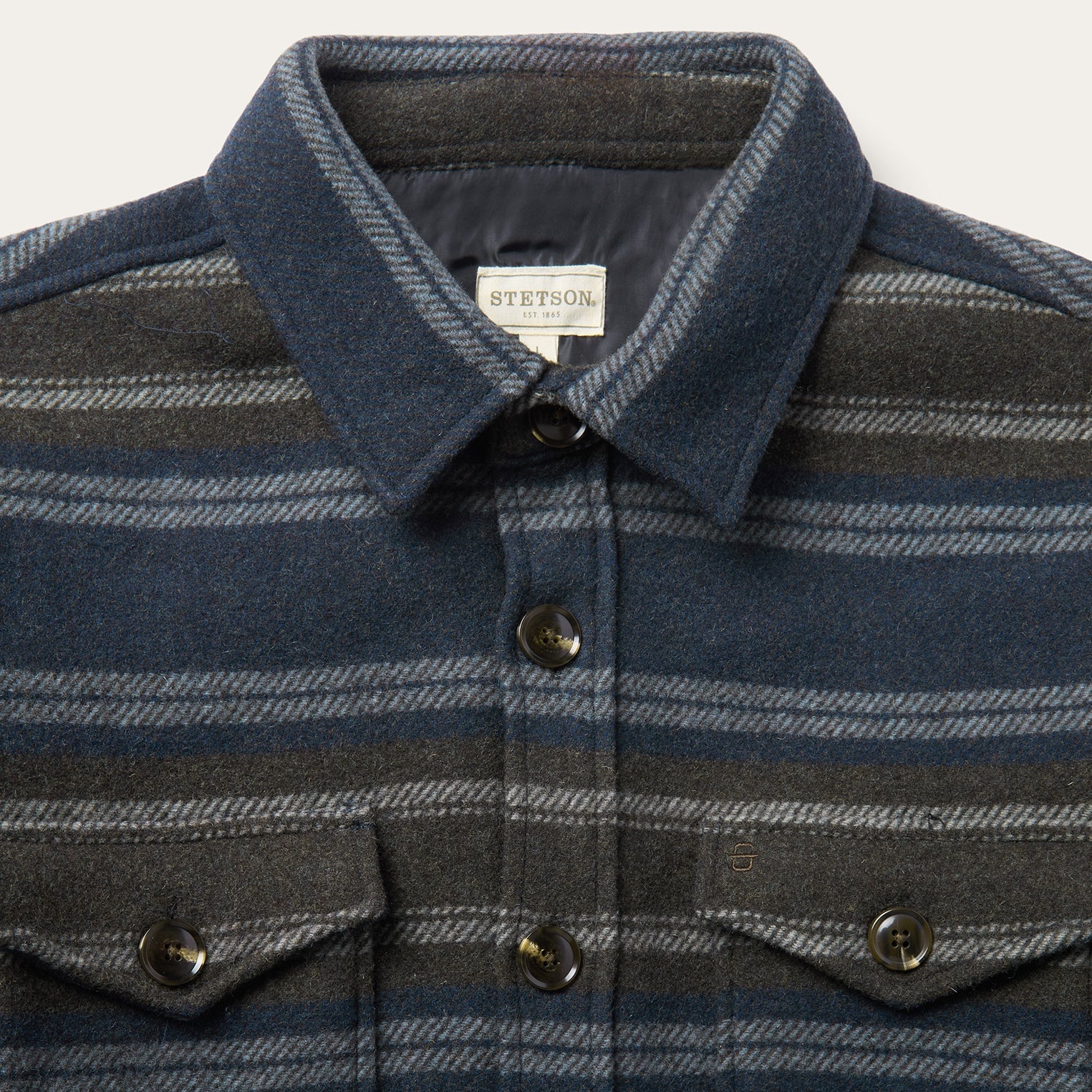 Wool Blend Stripe Shirt Jacket