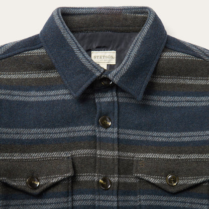 Wool Blend Stripe Shirt Jacket