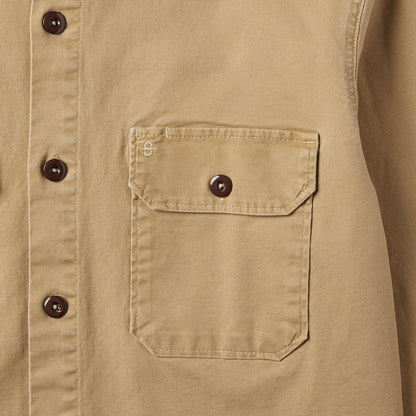 Camel Stretch Canvas Shirt Jacket