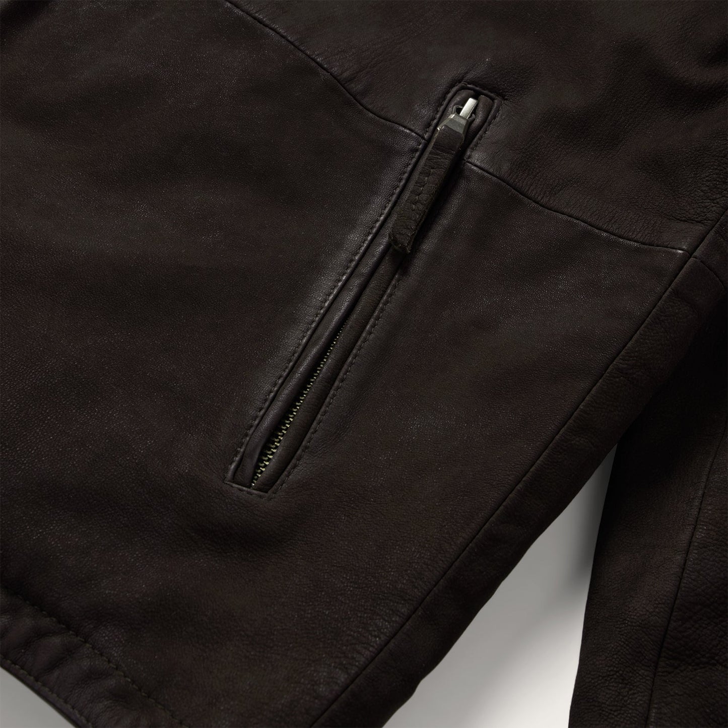 Zip Front Suede Leather Jacket