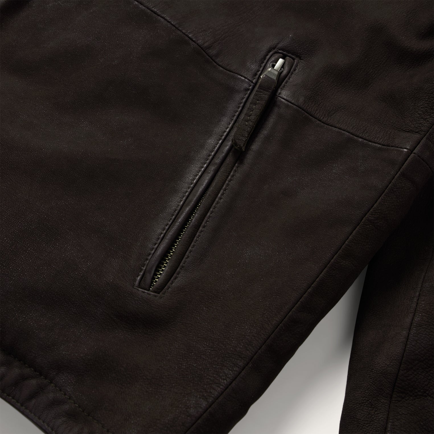 Zip Front Suede Leather Jacket