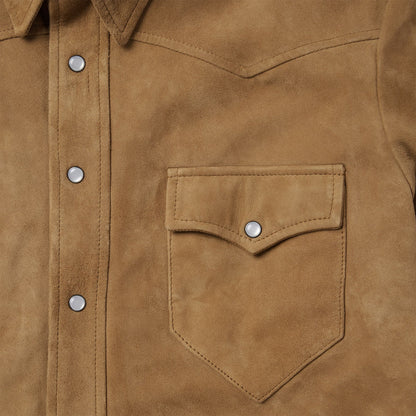 Suede Leather Shirt Jacket