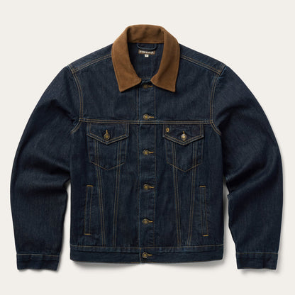 Suede Collar Raw Denim Jacket