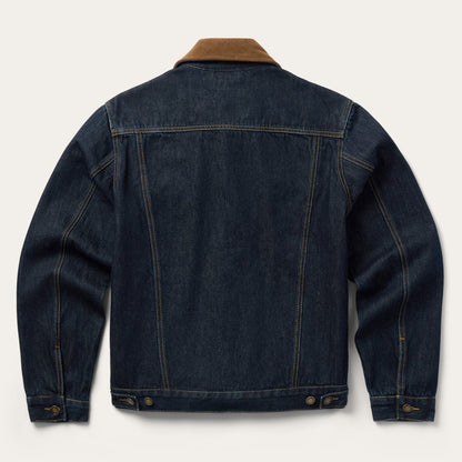Suede Collar Raw Denim Jacket