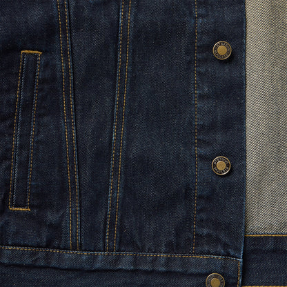 Suede Collar Raw Denim Jacket