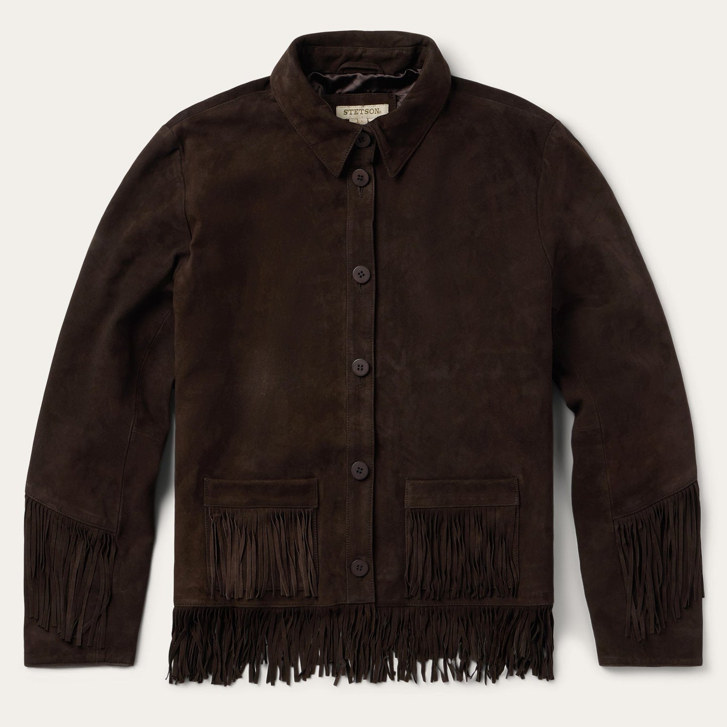 Two Pocket Fringe Suede Jacket