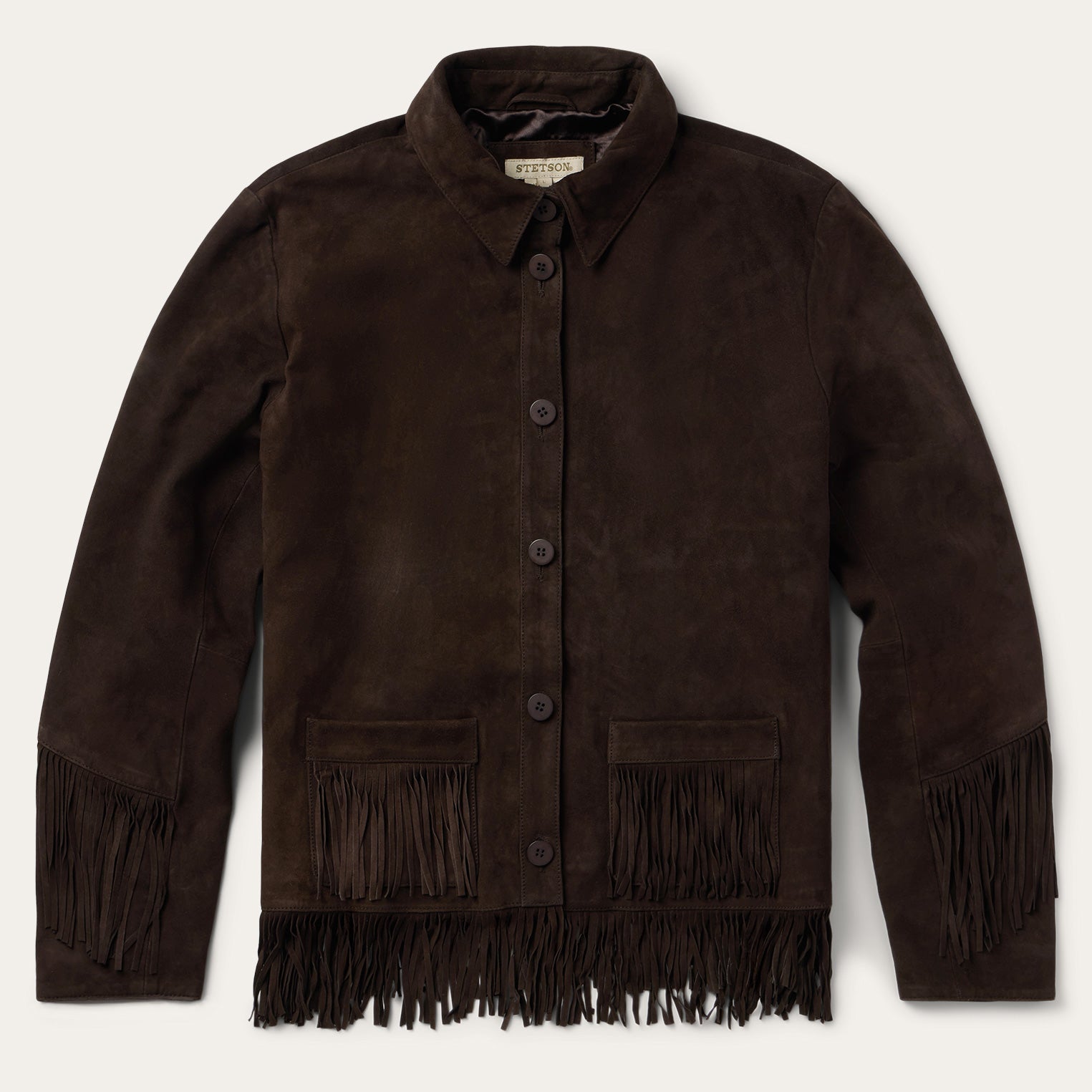Two Pocket Fringe Suede Jacket