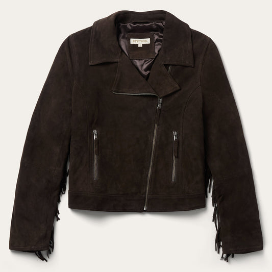 Suede Fringe Motorcycle Jacket