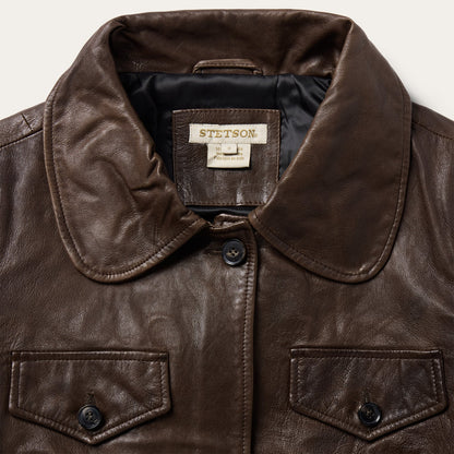 Lamb Leather Cropped Jacket
