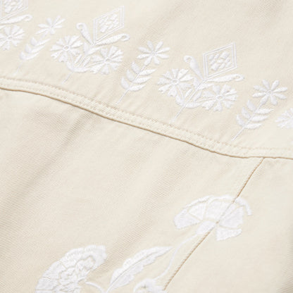 Embroidered Cream Denim Jacket