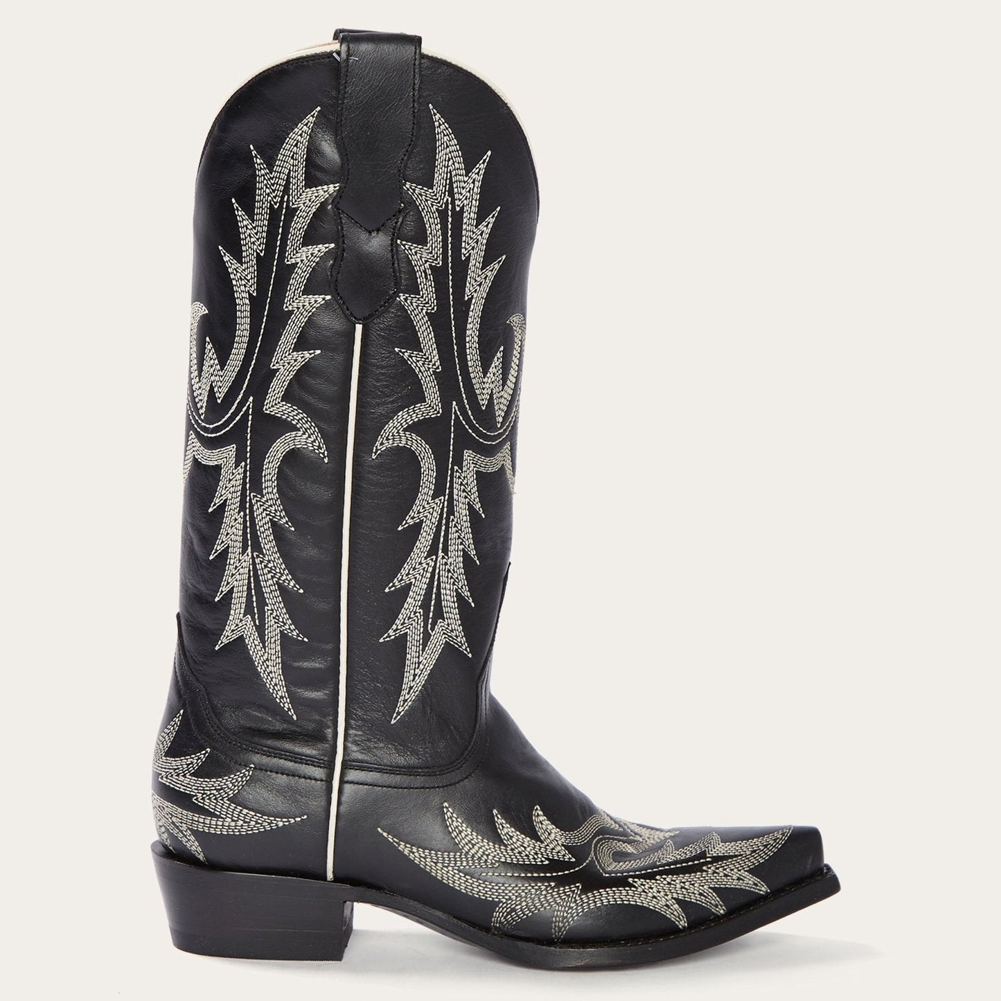 Tina Black & White Flame Embroidered Cowboy Boot