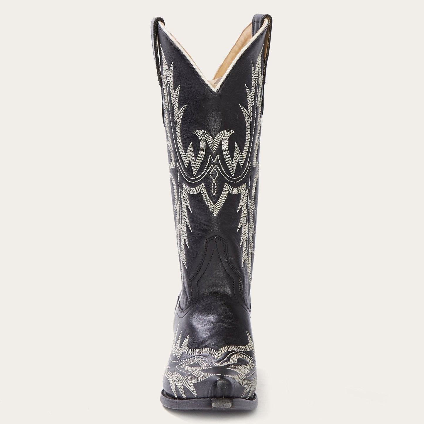 Tina Black & White Flame Embroidered Cowboy Boot