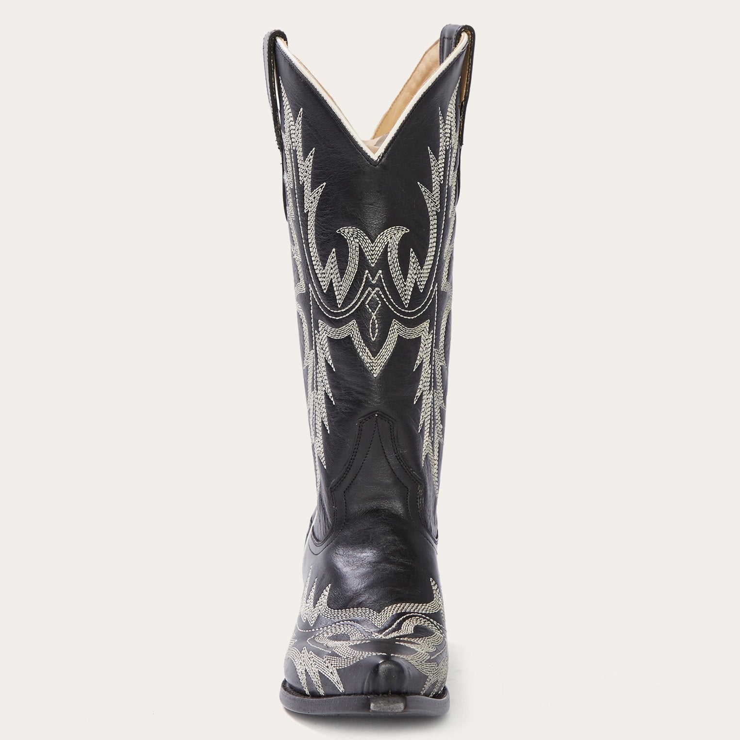 Tina Black & White Flame Embroidered Cowboy Boot