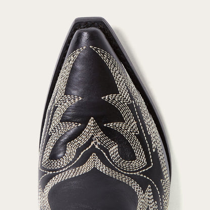 Tina Black & White Flame Embroidered Cowboy Boot