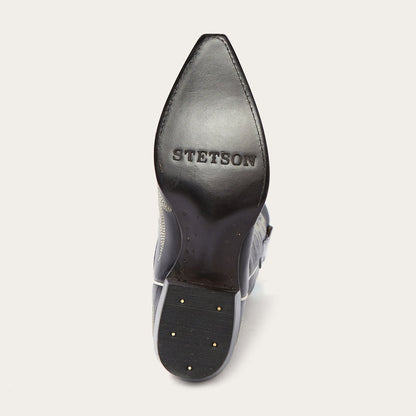 Tina Black & White Flame Embroidered Cowboy Boot