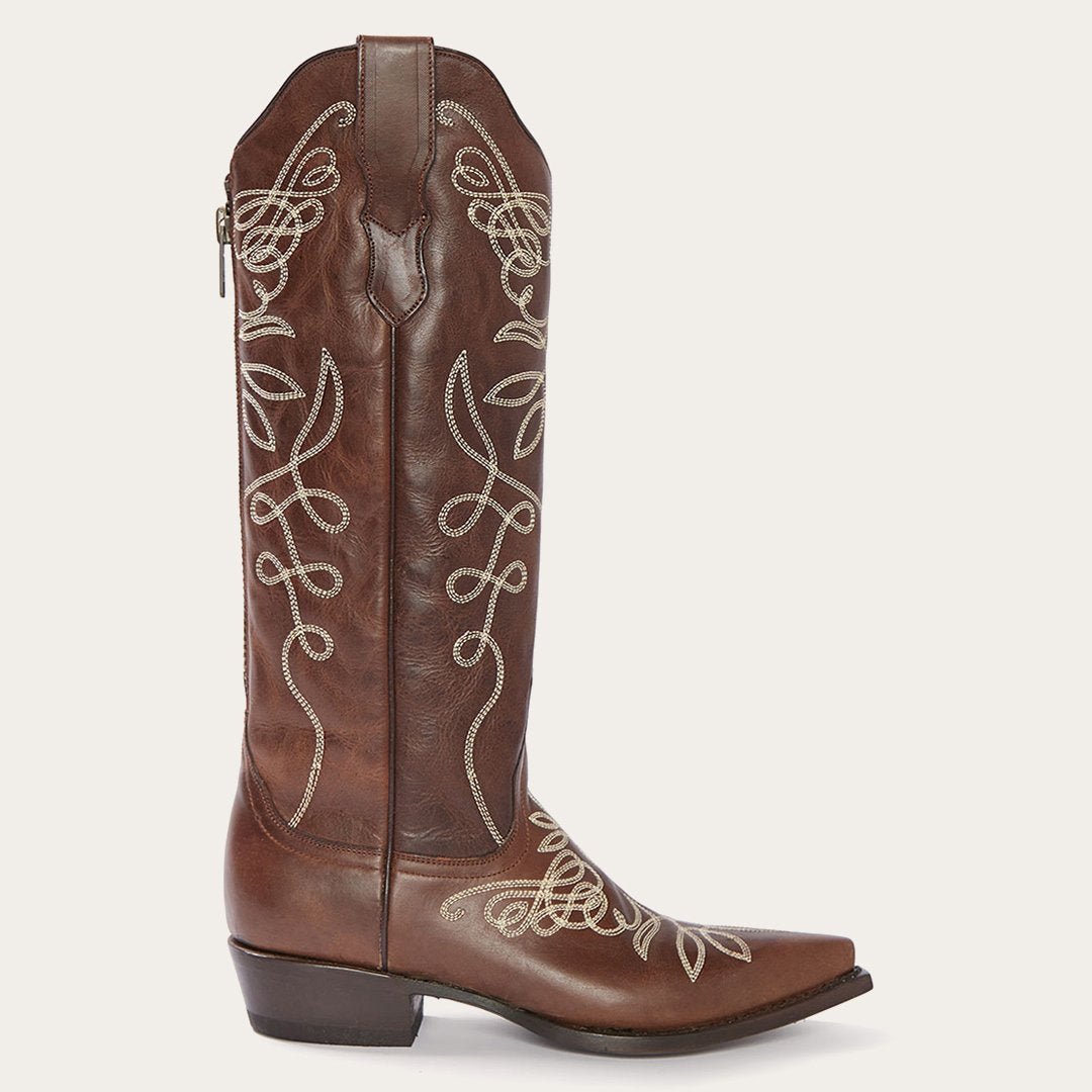 Adeline Burnished Brown Back Zip Cowboy Boot