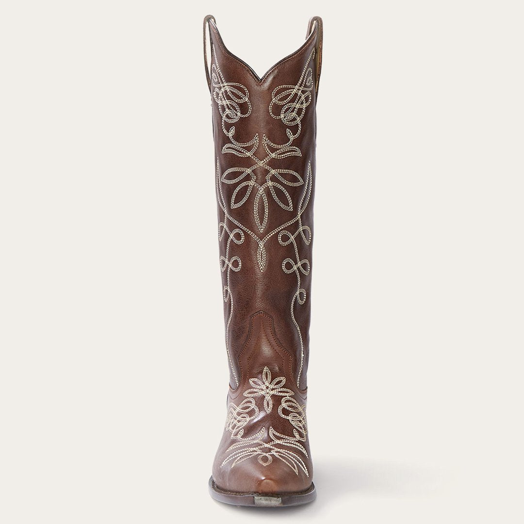 Adeline Burnished Brown Back Zip Cowboy Boot