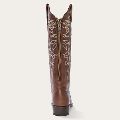 Adeline Burnished Brown Back Zip Cowboy Boot