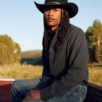Heathered Flannel Button-Down Shirt