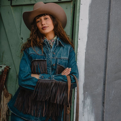 Dark Denim Fringe Jacket