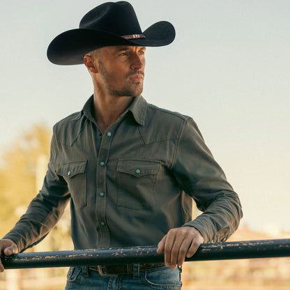 Turquoise Snap Twill Western Shirt