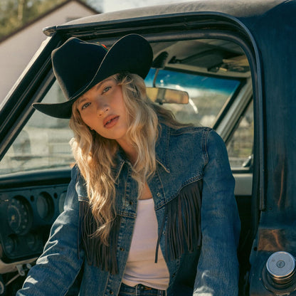 Leather Fringe Denim Shirt