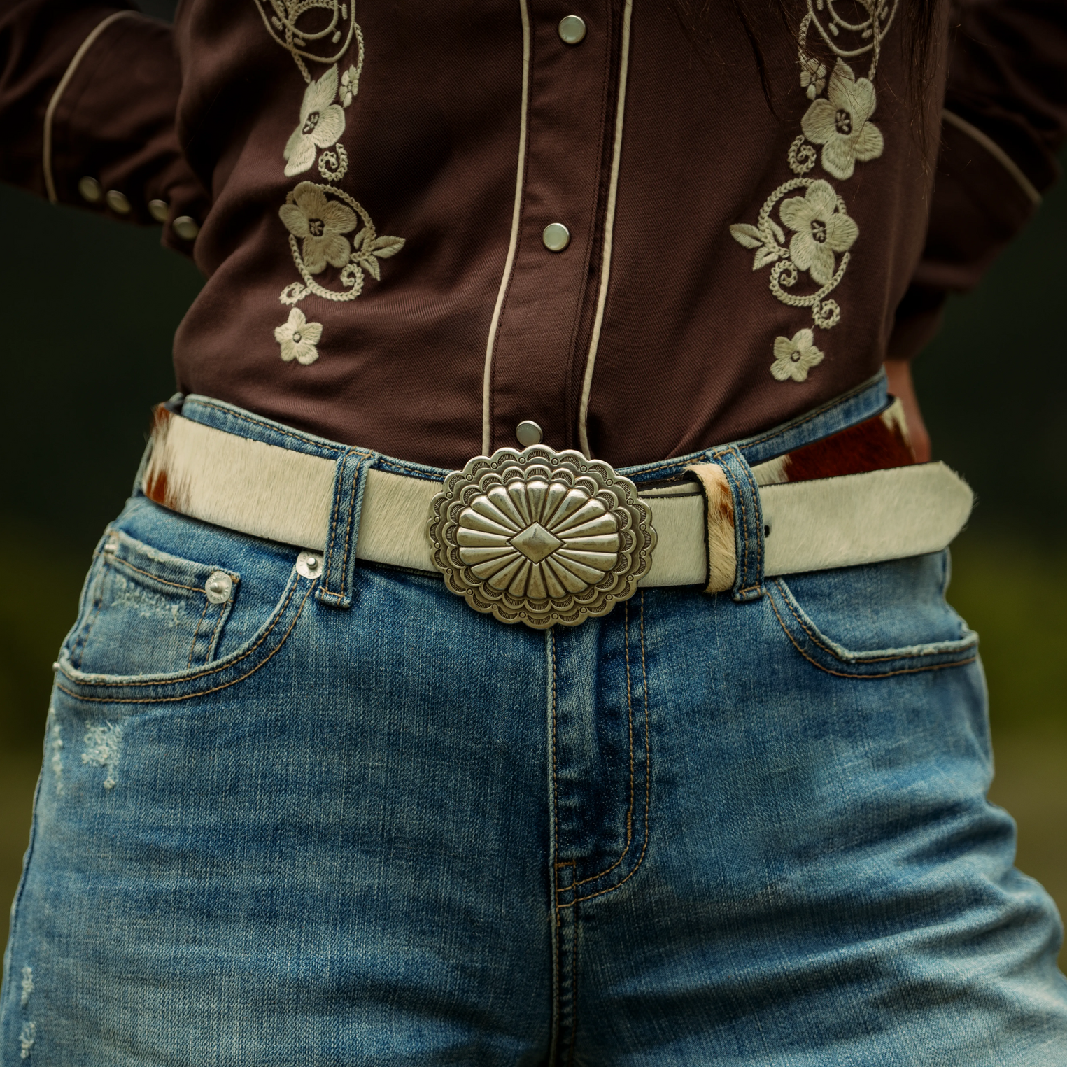 Hair-On-Hide Southwestern Buckle Belt