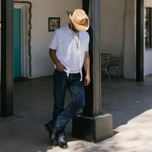 White Oxford Short Sleeve Western Shirt